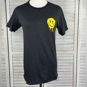 Melting Smiley Face Short Sleeve Tee Black/Multi-Small